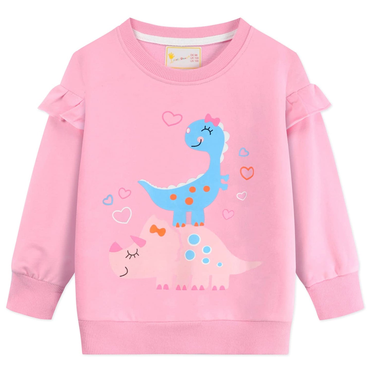 CM-Kid Girls' Long-Sleeved Sweatshirt, Children's Shirts, Cotton, Warm Tops, 1-7 Years, Size 92-122
