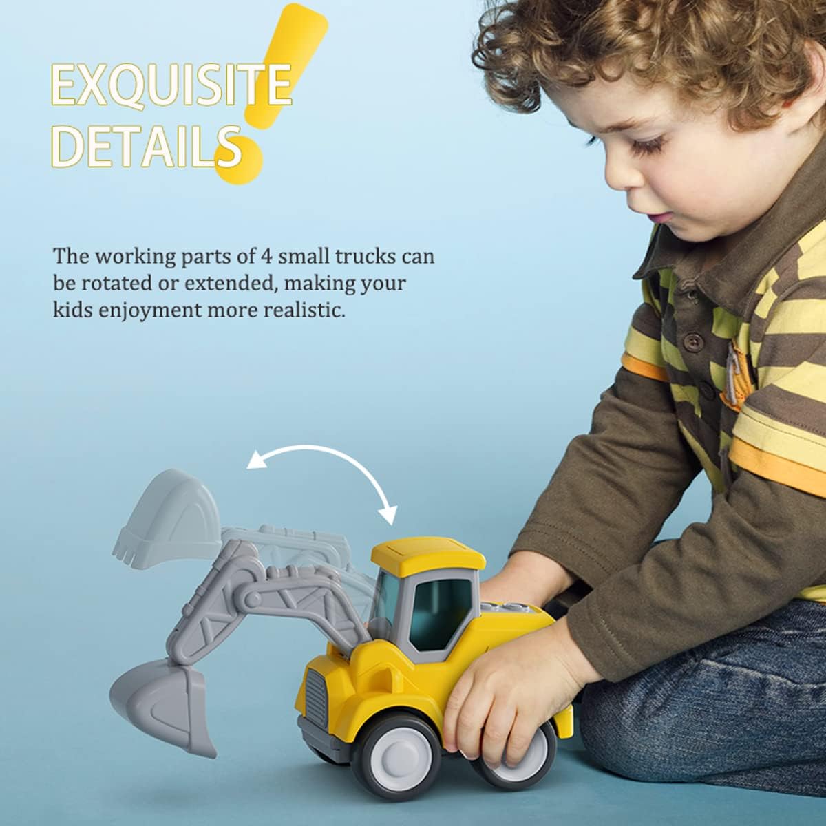 CARLORBO Auto Spielzeug Traktor Bagger Kinder 2 Jahre - Baufahrzeuge kinderspielzeug ab 18 Monate 3 Jahre Drücken und Losfahren Sandspielzeug Geschenk für Junge Mädchen (4 pcs)