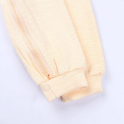 Kleinkind Baby Jungen Mädchen Baumwolle Strampler Langarm Mit Kapuze Reißverschluss Overall Body Baby Herbst Kleidung Pyjamas Outfit