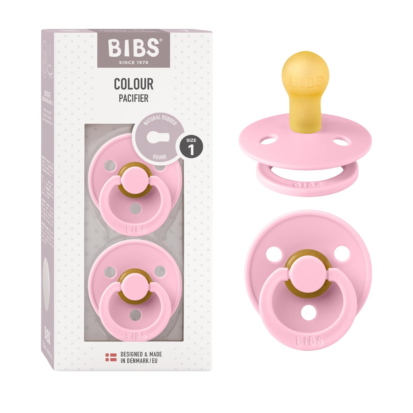 BIBS Colour Schnuller 2er-Pack, BPA-frei, Kirschform Nippel. Naturkautschuk/Latex, Hergestellt in Dänemark. Größe 2 | 6+ Monate | 2-Pack, Coral/Ruby