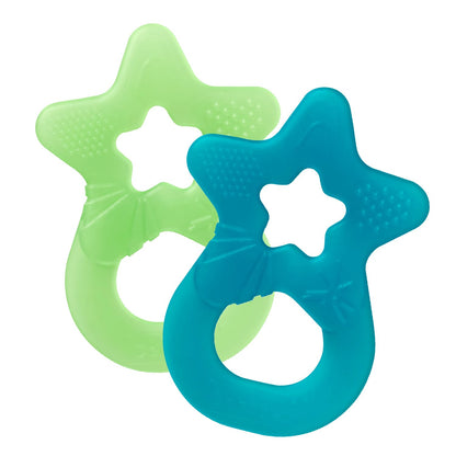 Dentistar Beißring 2er-Set – Teether für Babys & Kleinkinder ab 3 Monate – Baby Beißring mit Griff aus weichem Material zur Zahnungshilfe & Massage – Made in Germany – Pink & Lila