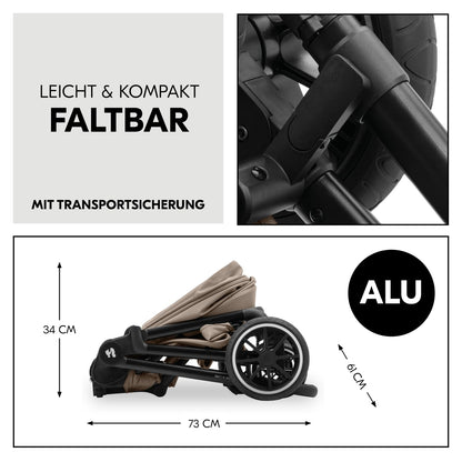 hauck 2 in 1 Kinderwagen Set ab Geburt bis 22 kg Move N Care Set, Große Babywanne, Wendbarer Buggysitz mit Liegefunktion, Teleskopgriff Gummiräder Federung, UV-Schutz 50+, Faltbar, XL Korb (Dark Grey)