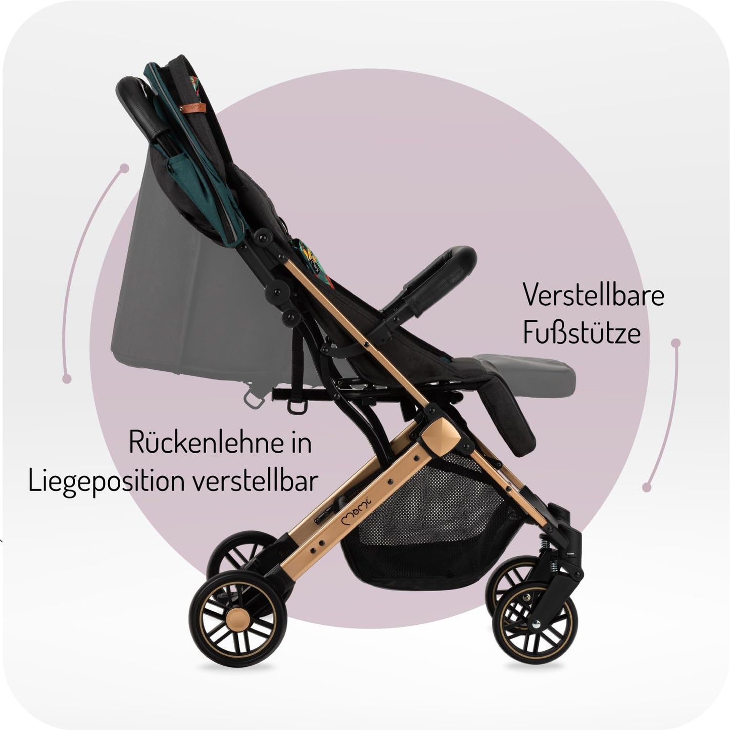 MoMi ESTELLE Reise Buggy Klein Zusammenklappbar - Kinderwagen Klappbar für Kinder bis 15kg ab 6 Monaten - Reisebuggy mit Liegefunktion - Kinderbuggy Leicht 7,5kg - 5-Punkt-Sicherheitsgurt