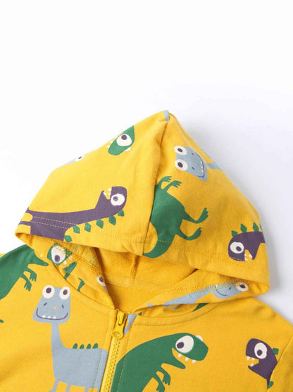 Alleen Boys' Sweat Jacket Hoodie Long Sleeve Cotton Children's Pullover Dino Hoodie Jacket with Hood and Zip