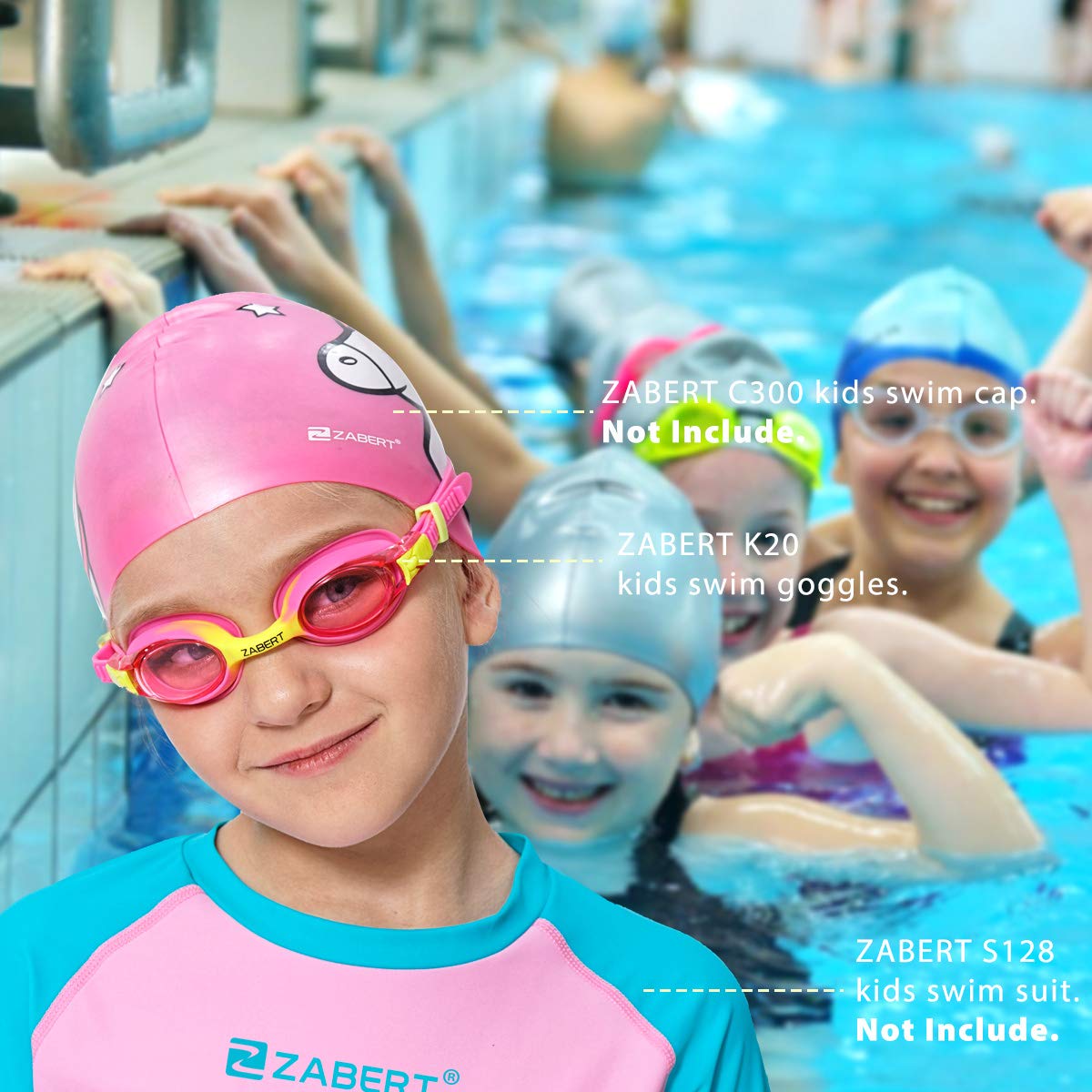 ZABERT K20 2er Pack Schwimmbrille für Kinder, Antibeschlag UV-Schutz, für Kinder Alter 3-10 Jahre