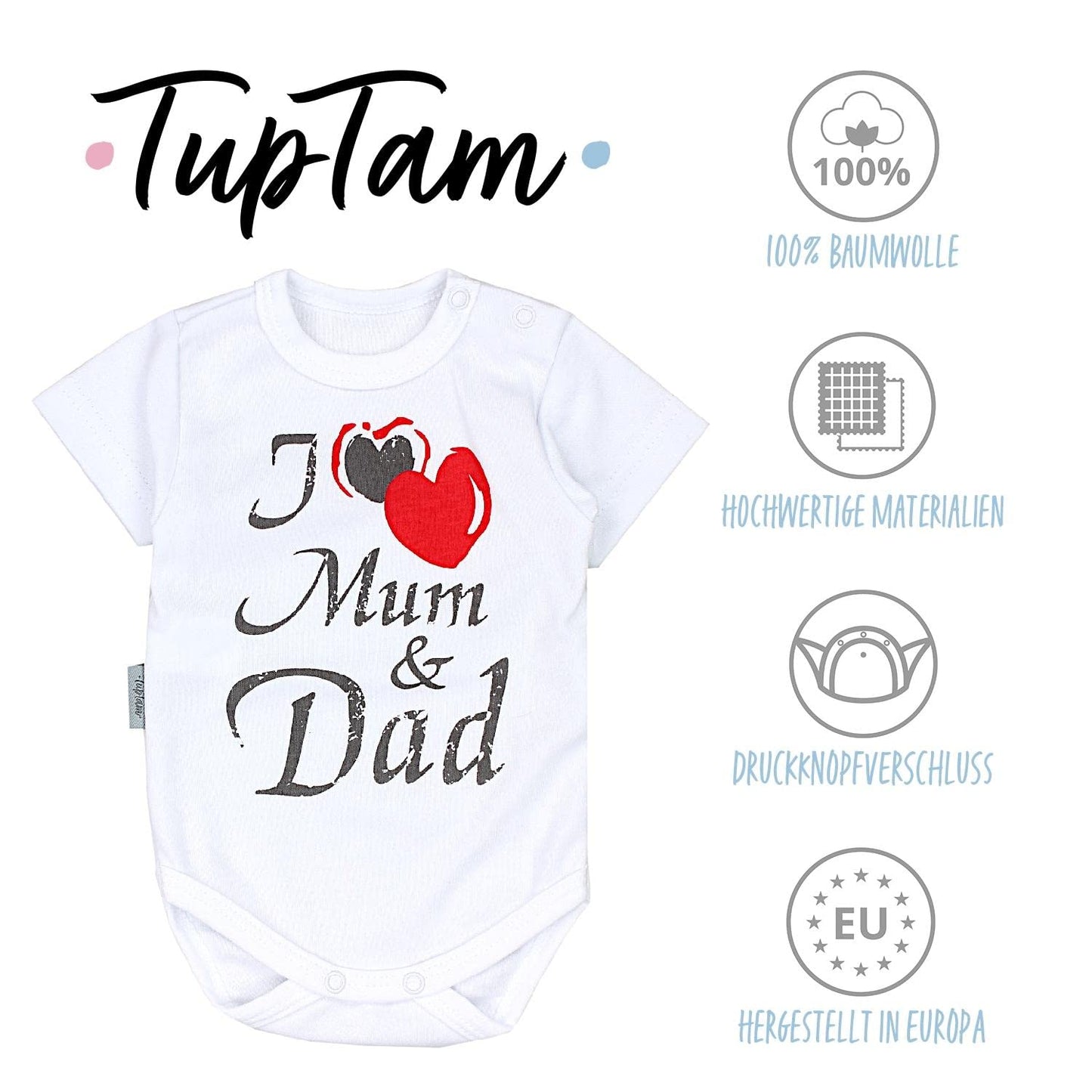TupTam Baby Body Kurzarm im 5er Pack – Bedruckter Body Baby aus Baumwolle für Jungen und Mädchen
