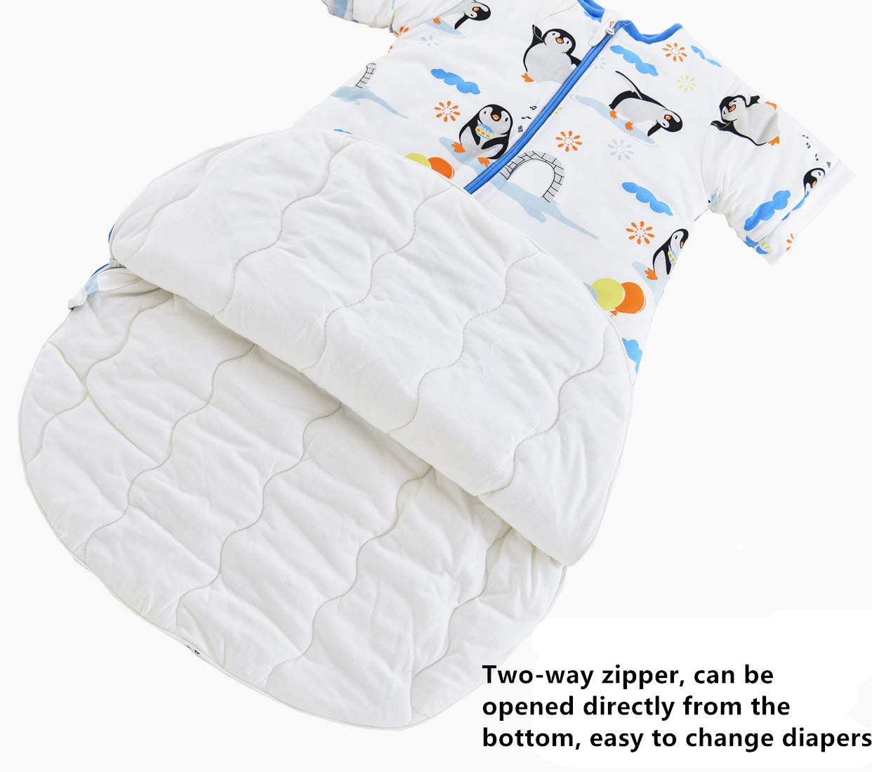 Chilsuessy Baby Sleeping Bag Winter with Removable Long Sleeve Organic Cotton Baby Sleeping Bag Small Children All-Year Sleeping Bag Pyjamas for Boys and Girls, Crown/2.5 Tog, 75-90 cm