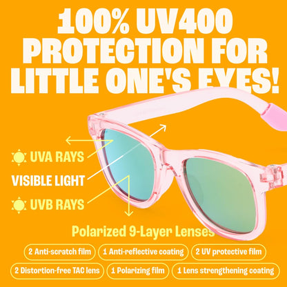 Polarized Baby Sunglasses with Strap - Unbreakable Flexible Toddler Sunglasses for Toddlers Newborn 0-24 Months