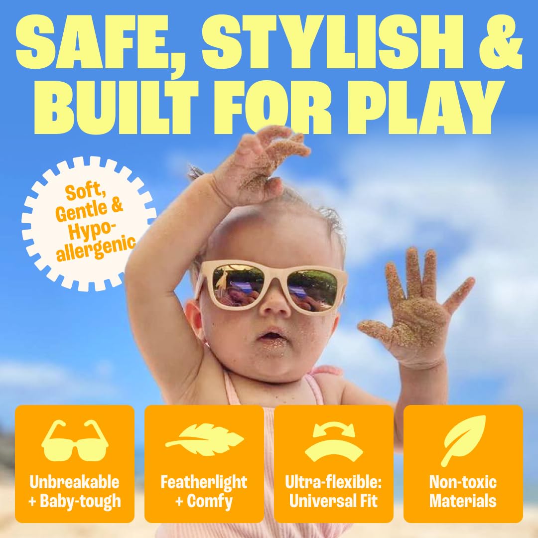 Polarized Baby Sunglasses with Strap - Unbreakable Flexible Toddler Sunglasses for Toddlers Newborn 0-24 Months