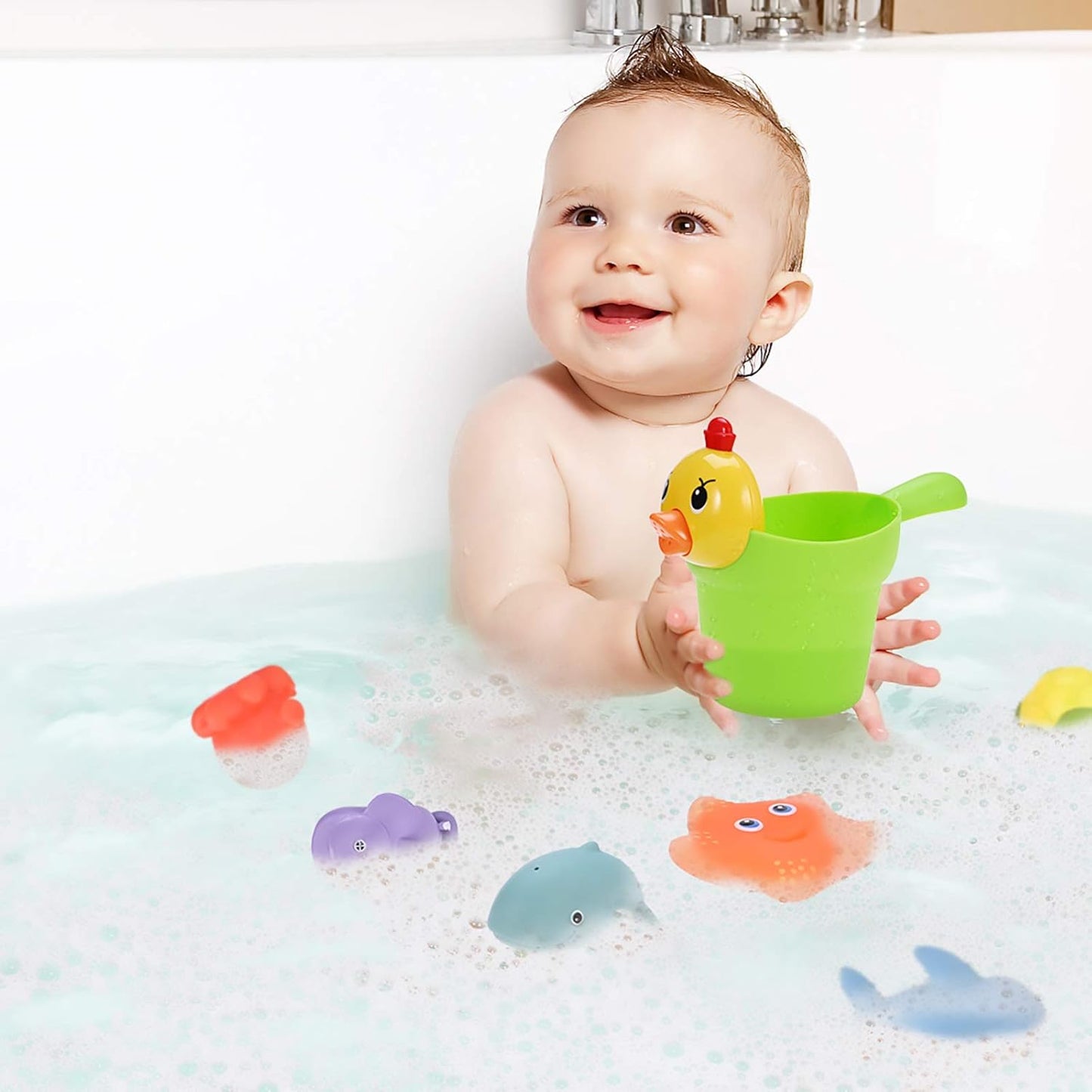 GOLDGE 10 Pieces Bath Toy for Baby from 1 Years, Bath Toy, Water Toy, Baby Cute Water Squirting Animals for Baby Bathtub Gift