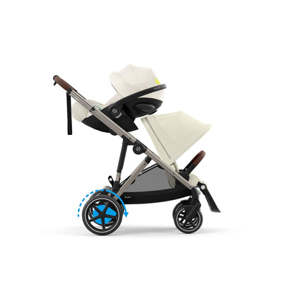 CYBEX Gold Kinderwagen e-GAZELLE S, Ab Geburt bis ca. 4 Jahre, Max. 22 kg (Single-Modus) / 2x 22 kg (Duo-Modus), All-in-1-System mit E-Antrieb und 20+ Konfigurationen, Stone Grey