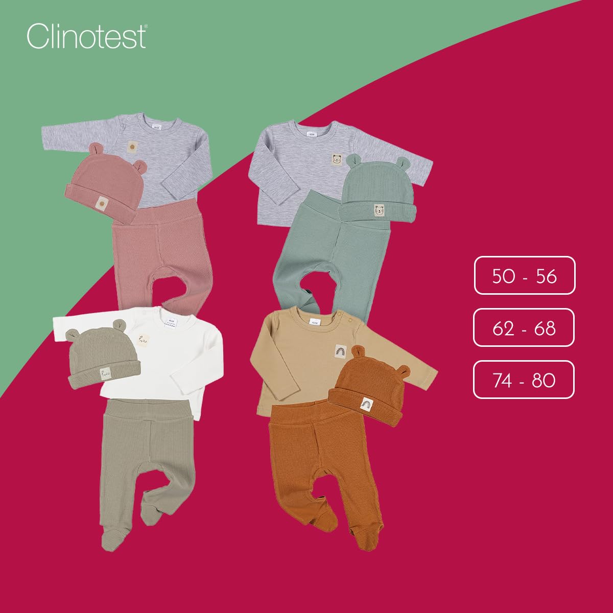 Clinotest Baby Romper Set - 3-Piece Baby Clothes for Girls & Boys 0-6 Months - Hat, Shirt, Trousers - Soft Cotton, Elastic Waistband, Breathable - Perfect for Newborns & Toddlers
