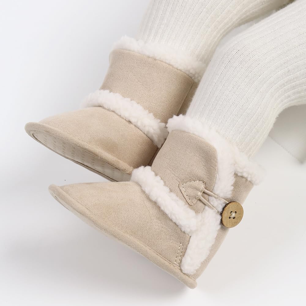 Baby Winter Warm Snow Boots Newborn Baby Girls Boys Soft Sole Buttons Fleece Boots Infant Toddler First Walker Shoes