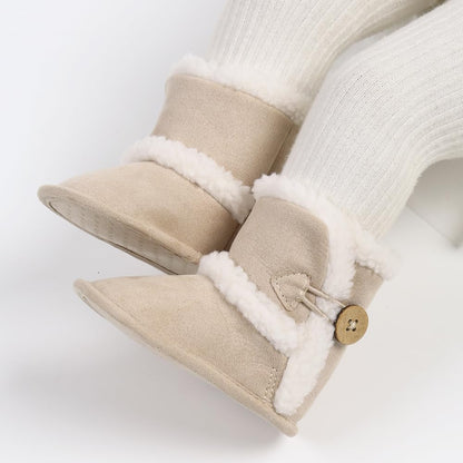 Baby Winter Warm Snow Boots Newborn Baby Girls Boys Soft Sole Buttons Fleece Boots Infant Toddler First Walker Shoes