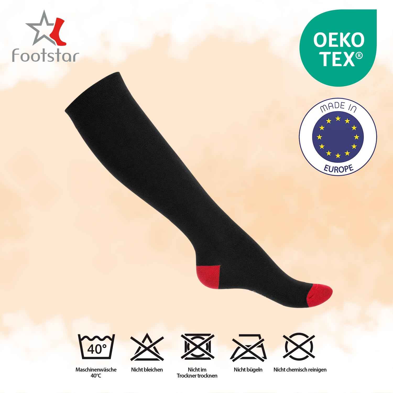 Footstar Children's Cotton Knee Socks (5 Pairs) with Contrasting Heel and Toe