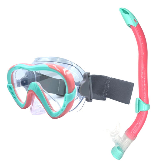 EasyDive Snorkel Set Children's Snorkel Mask with Elastic Band Anti-Fog Diving Mask Diving Mask Dry Silicone Material Snorkelling Set for Boys Girls