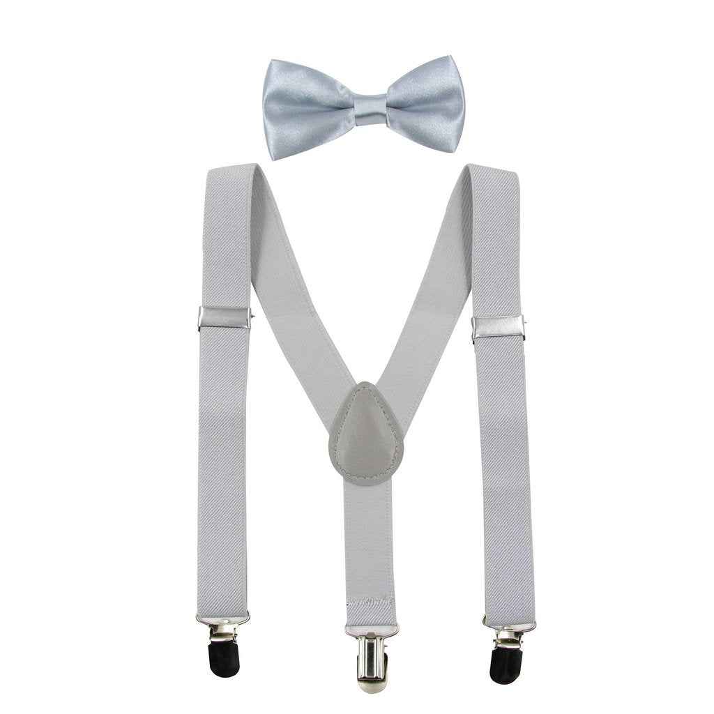 HANERDUN Unisex Boys Girls Bow Tie Braces with Three Clothes Clips on Waistband