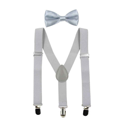 HANERDUN Unisex Boys Girls Bow Tie Braces with Three Clothes Clips on Waistband