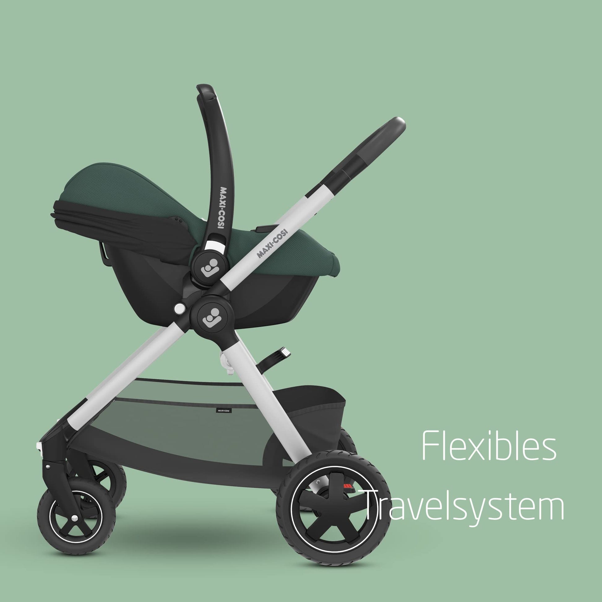 Maxi-Cosi CabrioFix i-Size, Babyschale, 0–12 Monate, max. 12 kg, leichter i-Size Kindersitz (3,2 kg), Sonnenverdeck, gepolsterter Sitz, für viele Maxi-Cosi Kinderwagen, Essential Green - Meloni2