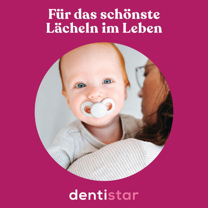 Dentistar Beißring 2er-Set – Teether für Babys & Kleinkinder ab 3 Monate – Baby Beißring mit Griff aus weichem Material zur Zahnungshilfe & Massage – Made in Germany – Pink & Lila