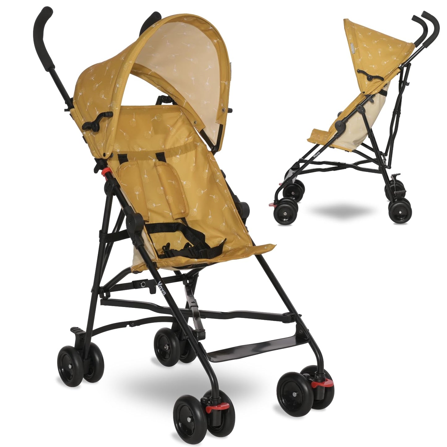 Lorelli Ultra Leichter Buggy Kinderwagen Vaya - nur 4,7kg - Kompakter Sportsitz bis 15kg, Sitzbuggy mit 5-Punkt-Gurt, faltbarem Verdeck und ergonomischen Griffen, klappbarer Reisekinderwagen, rosa - Meloni2