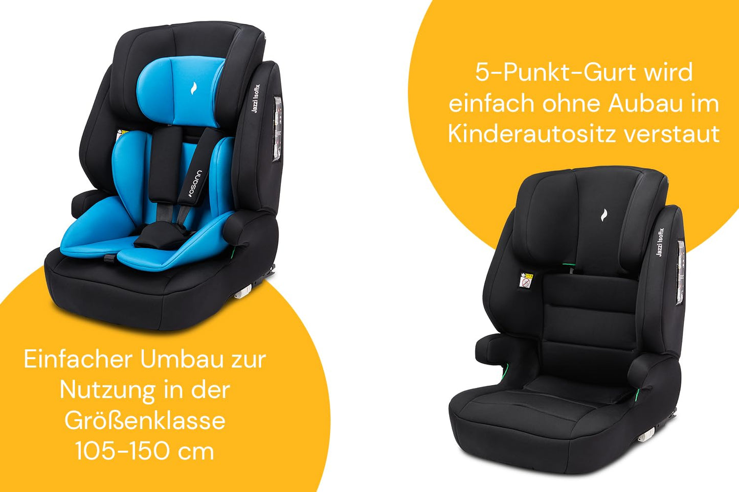 Osann Jazzi Isofix – Der sichere Kindersitz ab 1 Jahr (76–150 cm), mitwachsend mit Isofix & Top-Tether, Schutz & Geborgenheit auf jeder Fahrt - Sunset - Meloni2