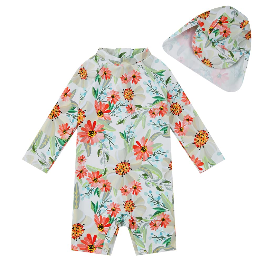 upandfast Baby Swimsuit with Buttons UV Protection Swimwear for Baby Girls 