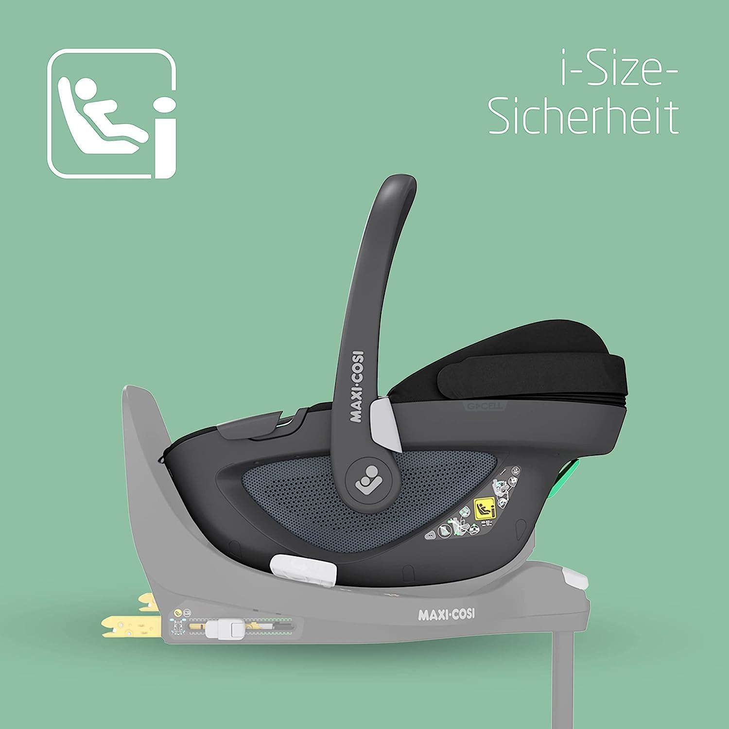 Maxi-Cosi Pebble 360 i-Size Babyschale Drehbar, Neugeborenen Autositz 360 Grad, 0–15 Monate (40–83 cm), Drehung mit einer, ClimaFlow, Easy-In-Gurt, G-CELL Seitenaufprallschutz, Essential Green - Meloni2