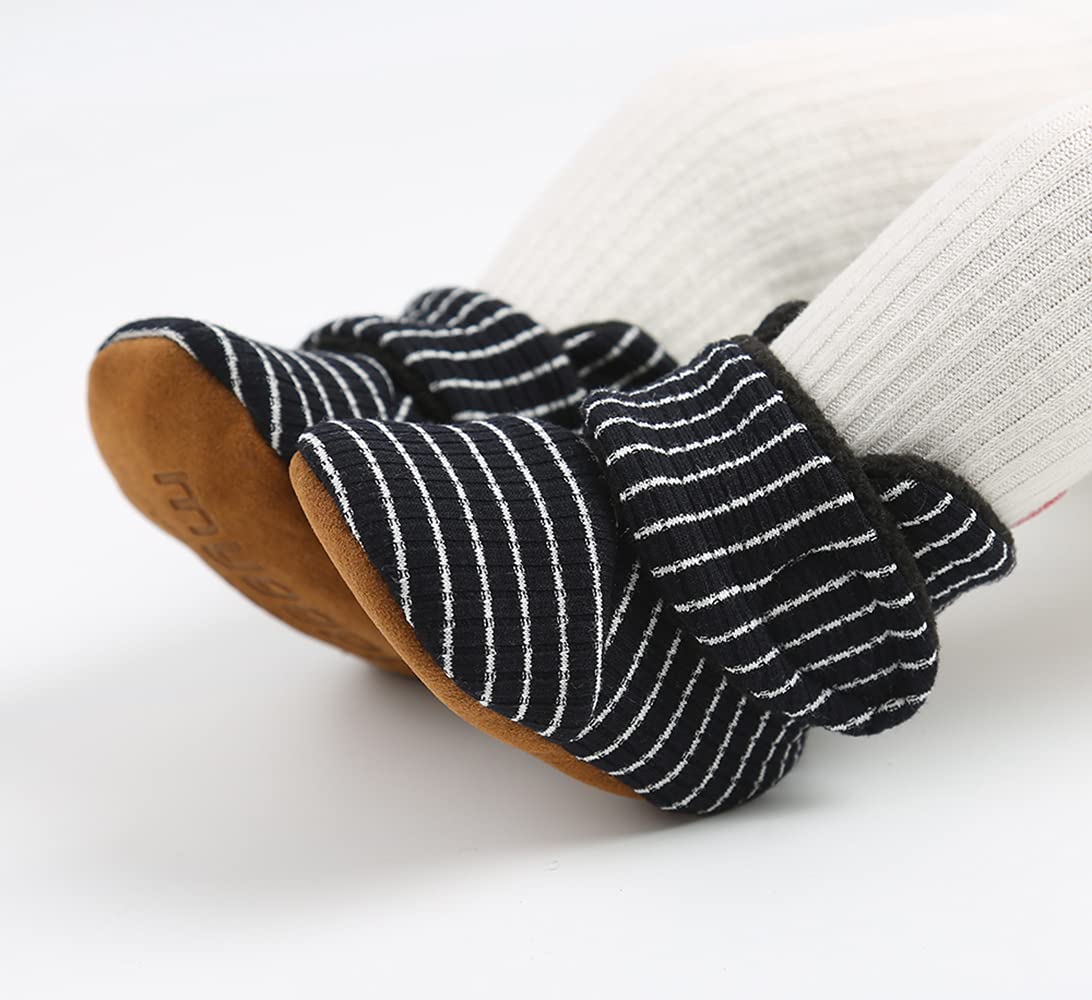 Sehfupoye Toddler Baby Boys Girls Cotton Booties Shoes Striped Soft Sole Newborn First Hiking Shoes Warm Fleece Boots 0-18M