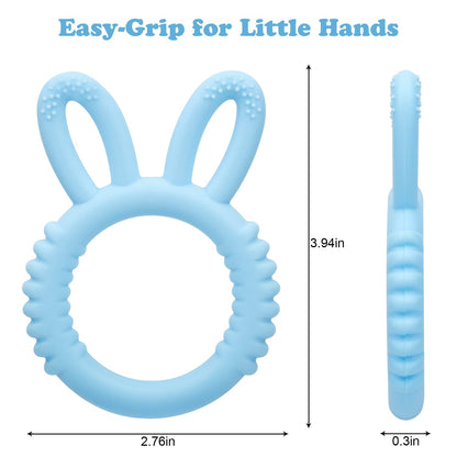 Beißring für Babys, BPA - frei Baby Beißring Spielzeug, Baby Nom Zahnungshilfe für Babys ab 3 Monate - Beissring für Babys in Blau