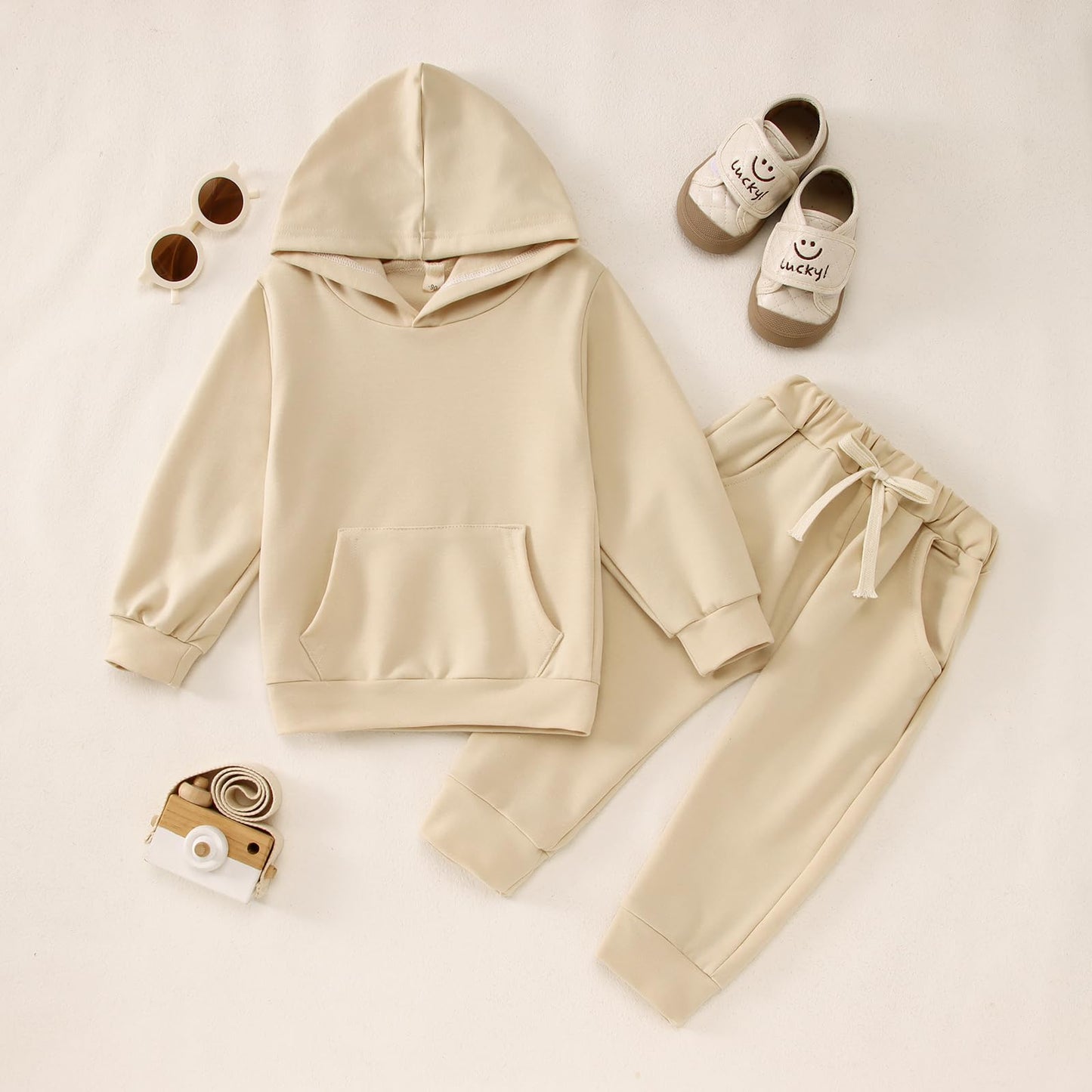 BOUTIKOME Baby Clothing Boys Girls Outfits Newborn Baby Clothing Hoodie and Trousers Two Piece Set with Hood Warm Soft Long Sleeve Shirt Plain Children's Hoodie 
