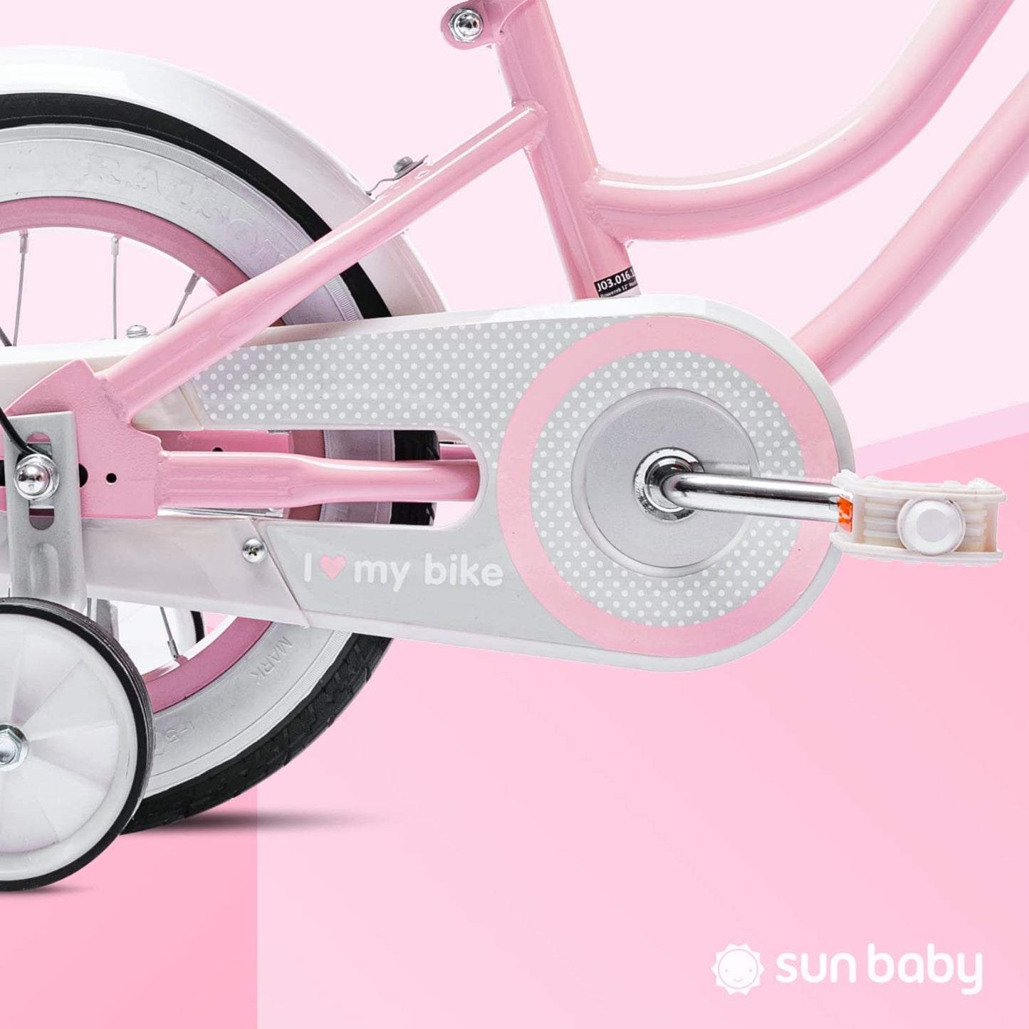 sun baby Mädchenfahrrad 12, 14 und 16 Zoll Radgröße Heart Bike zur Auswahl, mit Abnehmbarer Schubstange, Kinderfahrrad für Mädchen von 2 bis 6 Jahre
