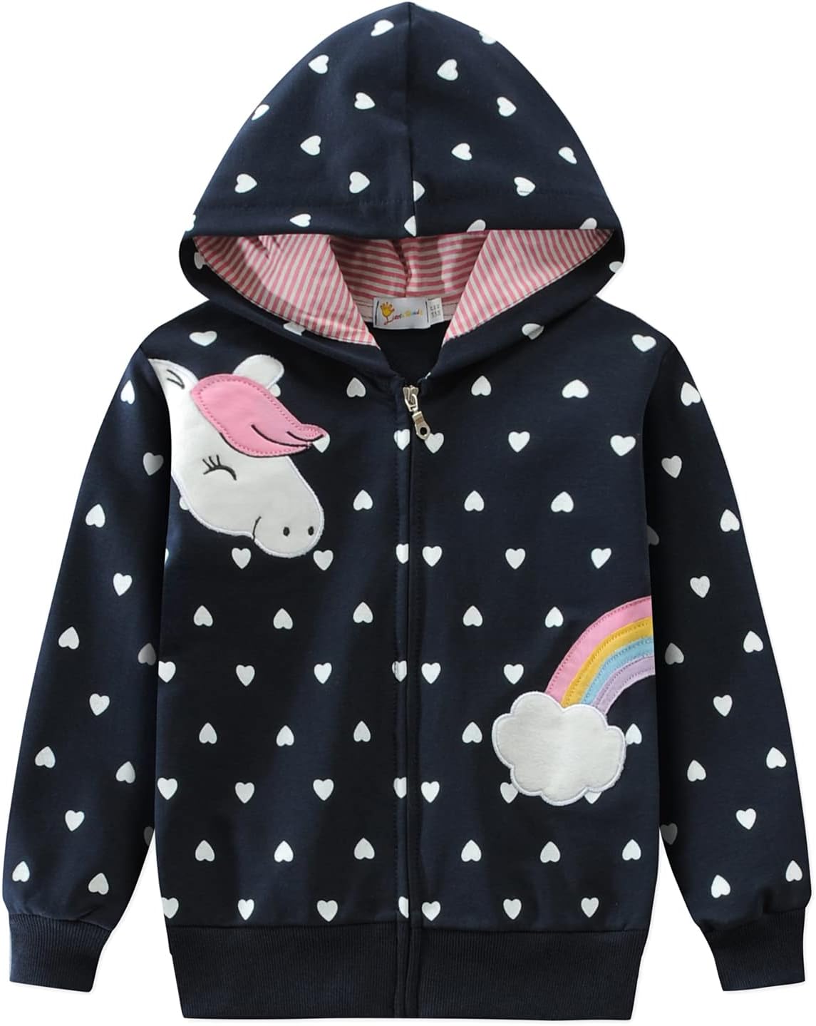 EULLA Children's Girls' Zip Up Hoodie Sweat Jacket Hooded Jacket Hooded Jacket Hoodie Long Sleeve Cotton Unicorn Pullover Hoodie Sweatshirt with Zip 92 98 104 110 116 122