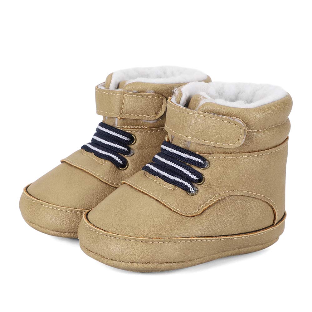 LACOFIA Baby Boys Cowboy Winter Boots Toddler Non-Slip Laces Snow Boots