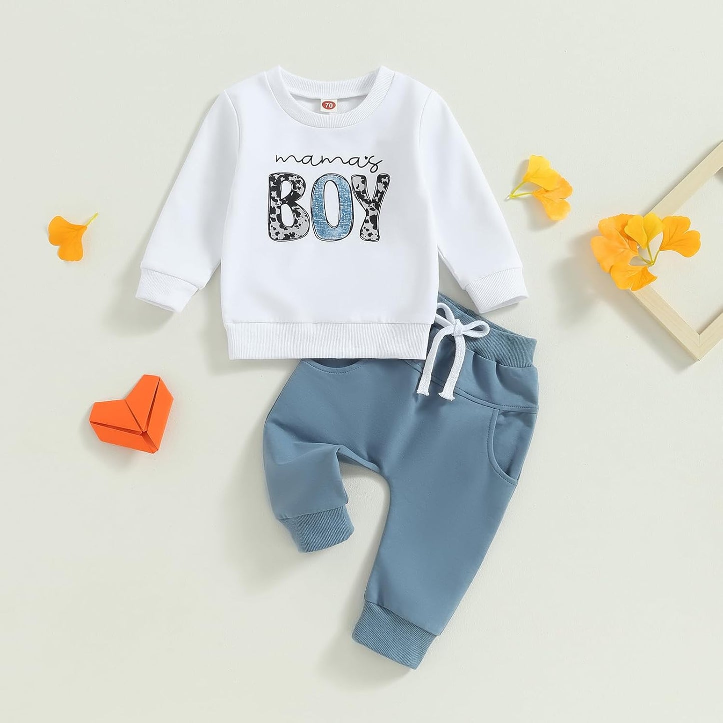Baby Boys' Two-Piece Outfit, Long Sleeve Sweatshirt + Trousers, 2-Piece Set, Baby Clothing, 0-3 Years, Children's Outfit for Baby Boys 