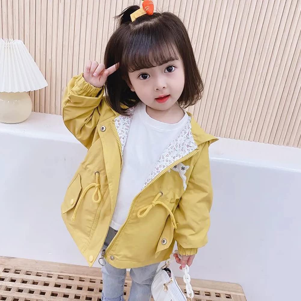 Amur Leopard Kids Girls Transition Jacket Windproof Coat Outdoor Windbreaker with Hood for Spring and Autumn 