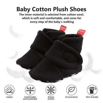 Newborn Warm Winter Booties, Organic Cotton Lining and Non-Slip Stripes, Booties, Sock Shoes for Winter with Soft Sole, Crawling Shoes, Size 0 - 18 Months, Baby Boys and Girls, Prewalker and Toddler Shoes
