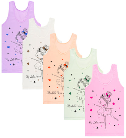 LOREZA ® 5 Mädchen Baumwolle Unterhemden Tank Top Kinder - Gr. 92-170