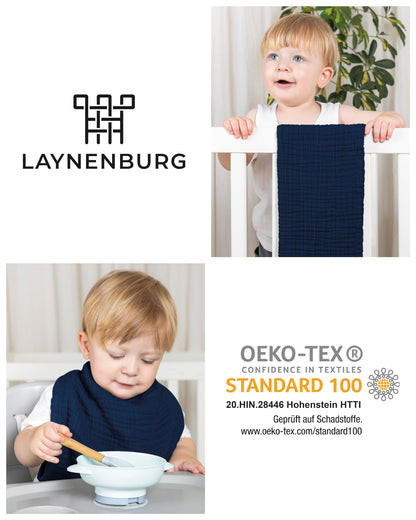 LAYNENBURG 10er-Set Premium Spucktücher Baby aus extra weichem Musselin - 100% Baumwolle - 30x50cm - Oeko Tex 100 - Musselin-tücher als Mulltücher, Mullwindeln oder Stoffwindeln (weiß)