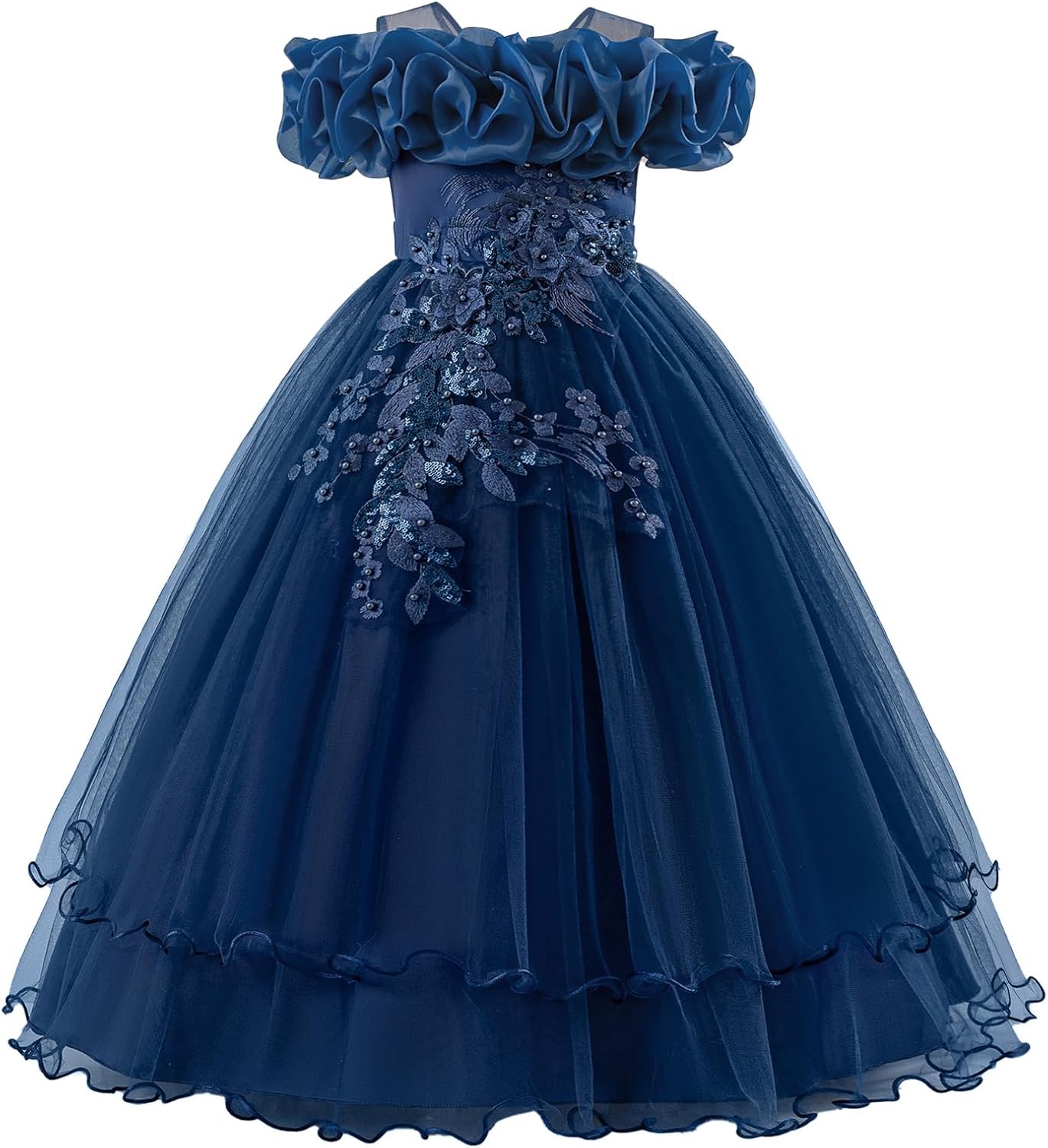 Kinder Mädchen Blumenmädchen Kleider Bestickt Hochzeit Brautjungfer Kleider Trägerlose Prinzessin Kleider Klavier Kostüme