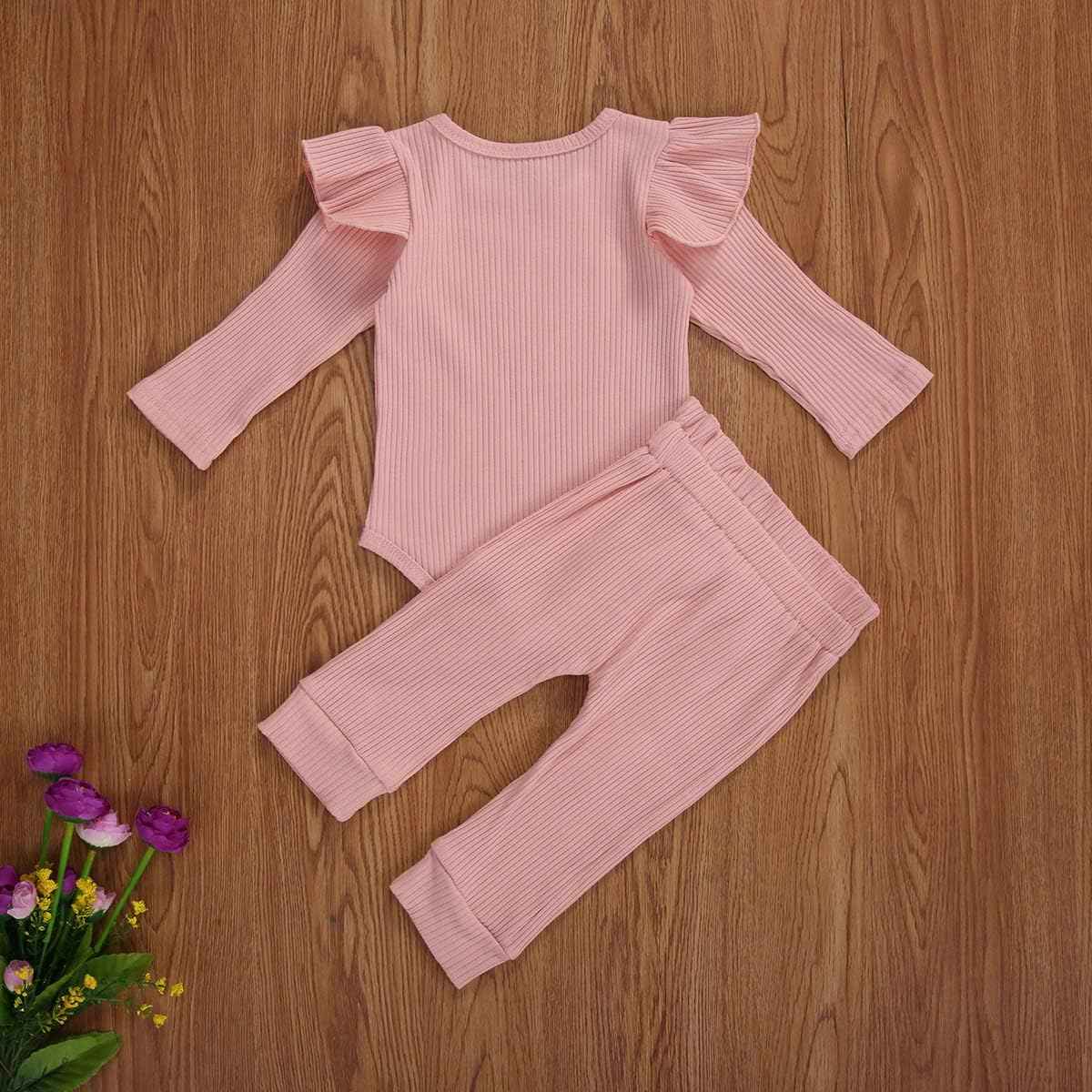 Geagodelia T-45461 Baby Girl Clothing Set, Soft Newborn Outfit with Long-Sleeved Bodysuit Romper, Trousers and Headband / Hat