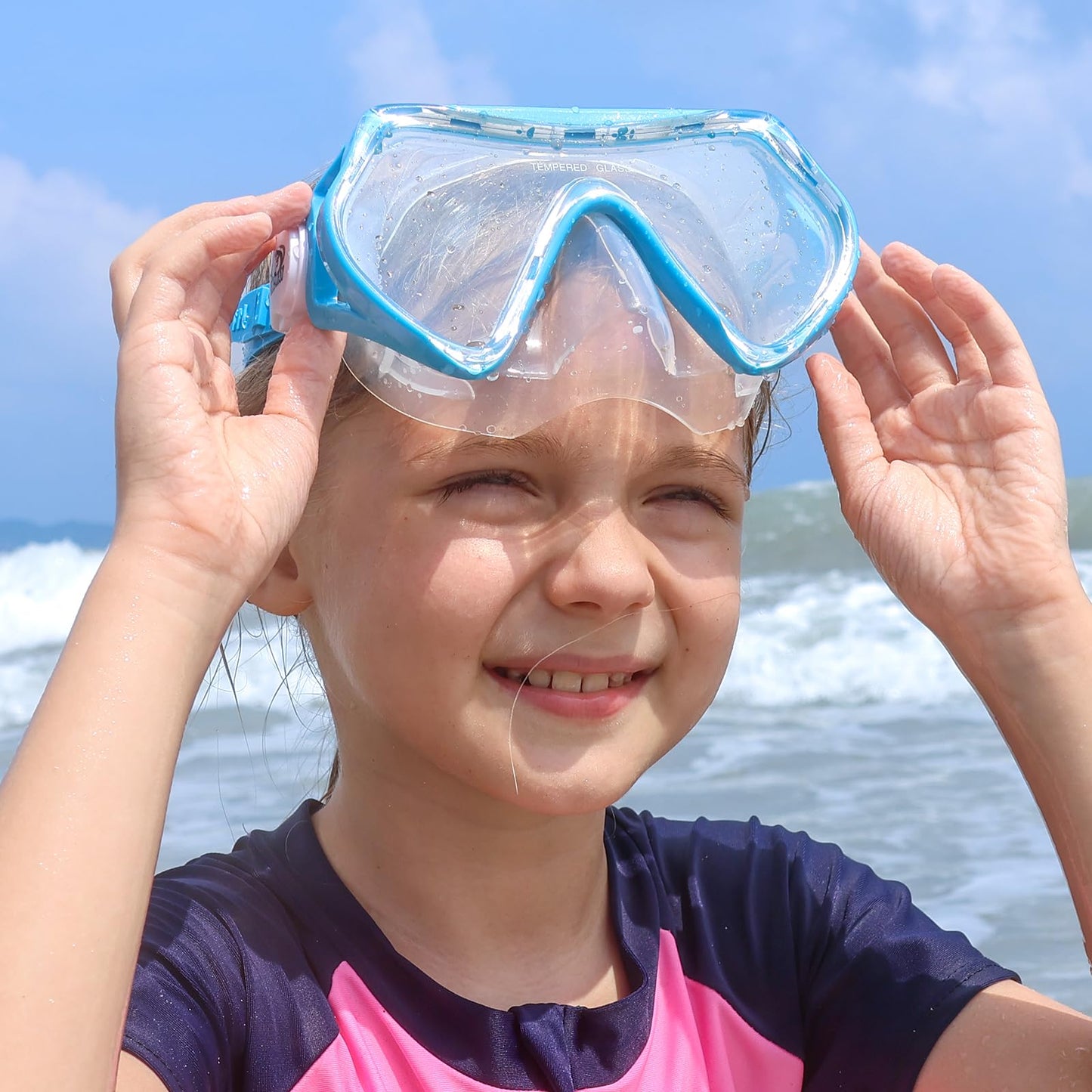 Findway Children's Diving Goggles, Swimming Goggles, Snorkel Mask for Boys Girls Teenagers, Diving Mask with Nose Cover, 180° Panorama, HD, Anti-Fog, Anti-Leak, Diving Goggles for Children 4-16 Years