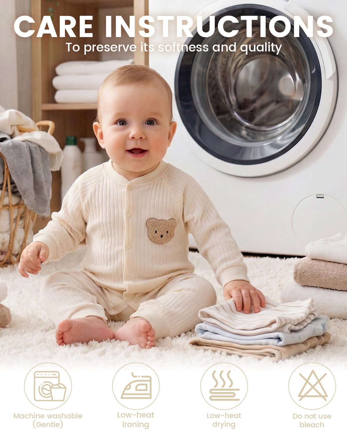 Baby Strampler Neugeborene Baumwolle Jumpsuit 2er-Pack Langarm Einteiligen Overall Kleidung für Baby Junge und Mädchen 0-12 Monate