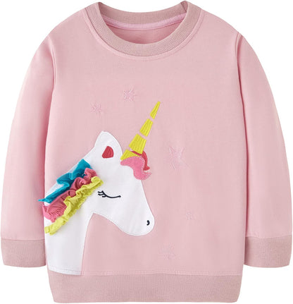 Mädchen Sweatshirt für Kinder Süß Cartoon Pullover Baumwolle Top Langarm T-Shirt Größe 1-12 Jahre