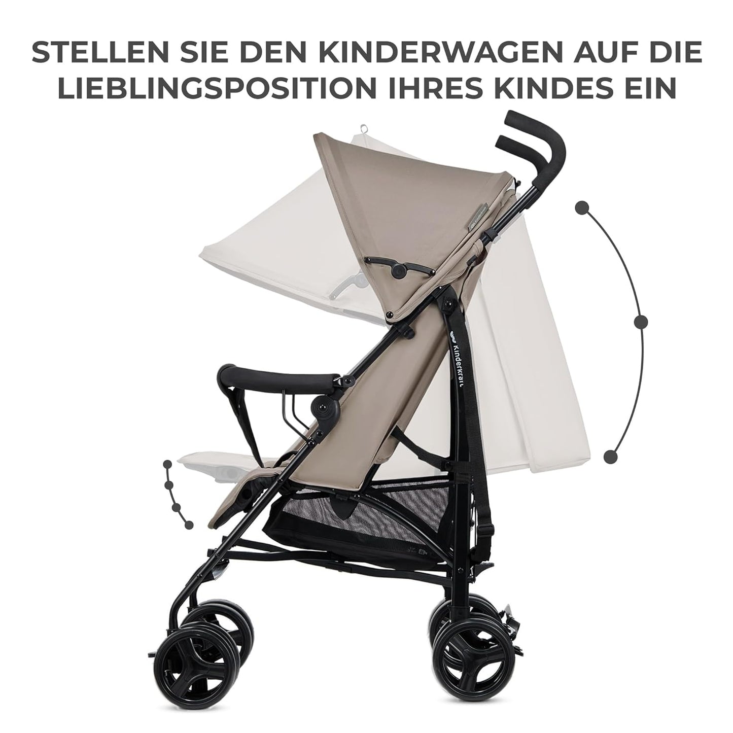 Kinderkraft TIK Kinderwagen, Liegebuggy, Sportwagen, Leicht - 6,5kg, Drehbare Vorderräder, Verstellbarer Griff, Stufenlose Einstellung der Rückenlehne, Schnelles Zusammenklappen, bis zu 17kg, Beige