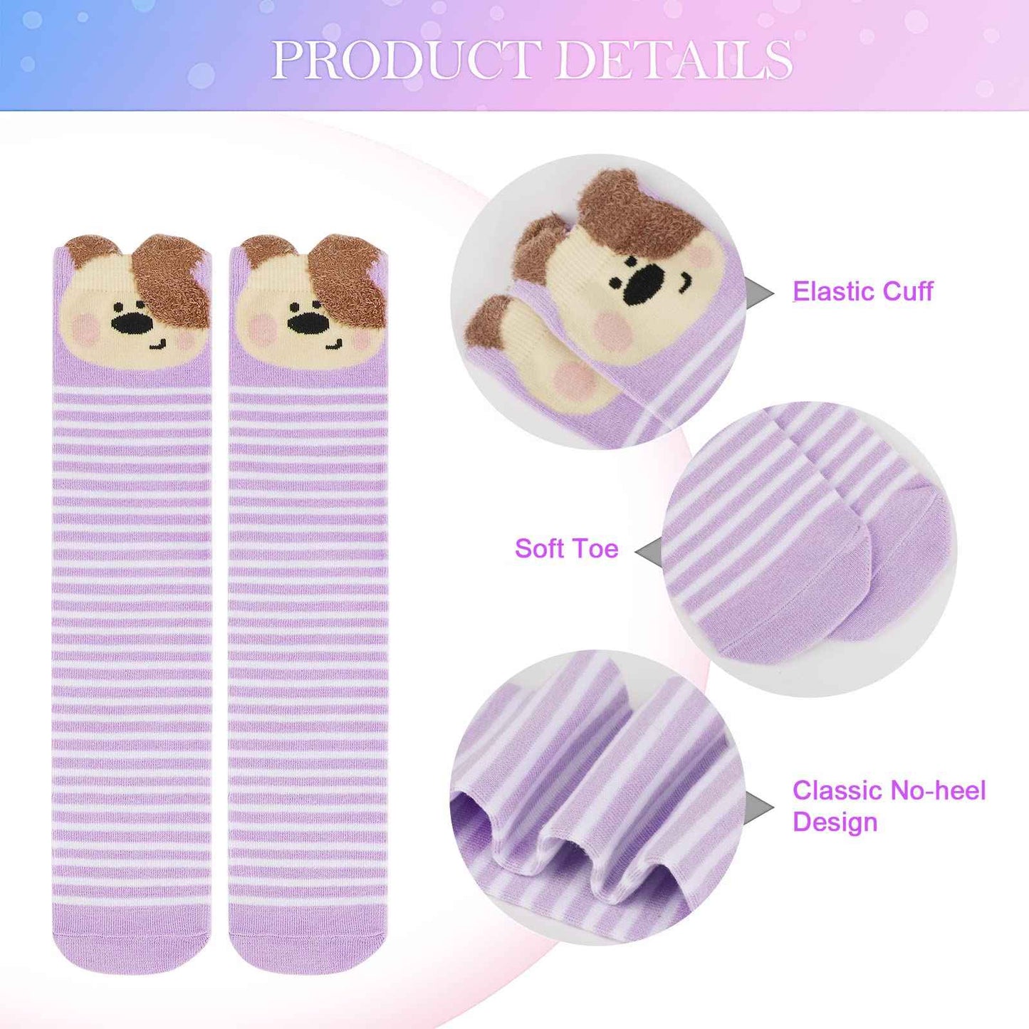 PHOGARY 6 Pairs of Knee Socks for Girls, Cute Socks Colourful Socks Children, Warm Knee Socks Children, Medium Calf Length, Long Knee Socks Girls from 3 to 12 Years, One Size