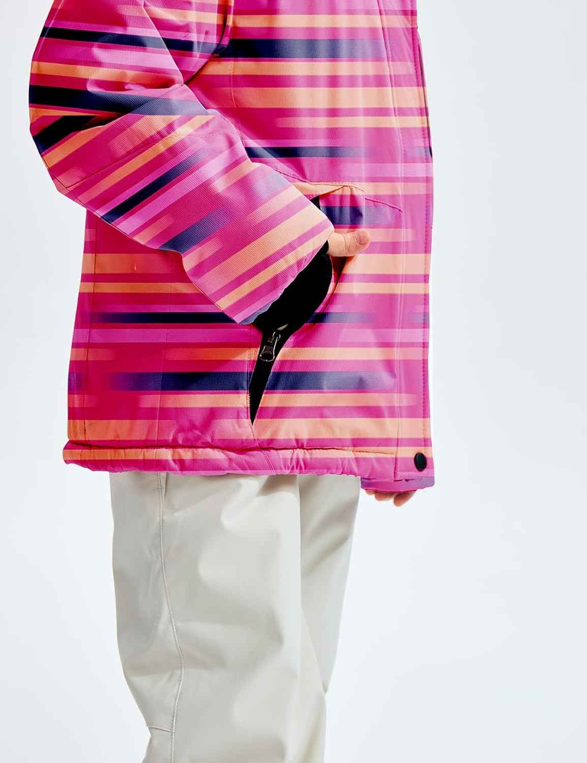 Gemyse Boys' Waterproof Ski Jacket, Windproof Fleece Jacket, Outdoor Winter Jacket, Rain Jacket with Hood