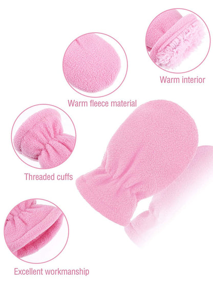 Boyiee 3 Pairs Newborn Baby and Toddler Winter Mittens Gloves Fleece