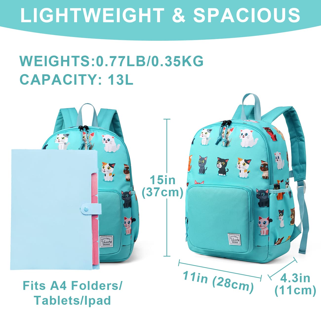 Rucksack für Mädchen, 4-6 Jahre, Schulrucksack mit Seitentaschen und Brustgurt, 127-Einhorn, one size, Niedlich