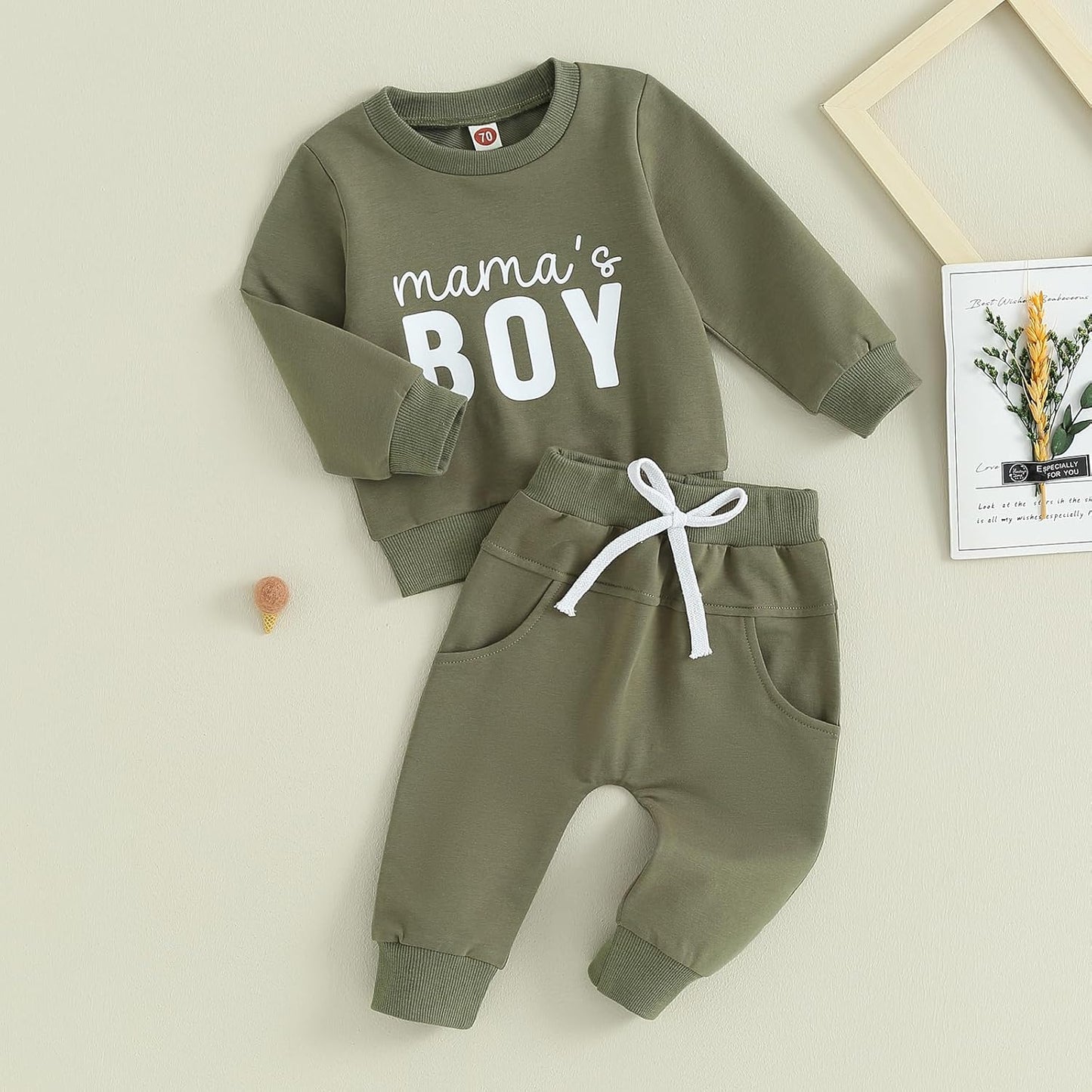 Baby Boys' Two-Piece Outfit, Long Sleeve Sweatshirt + Trousers, 2-Piece Set, Baby Clothing, 0-3 Years, Children's Outfit for Baby Boys 